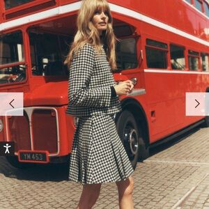 Boden Black and White Houndstooth Skirt Set